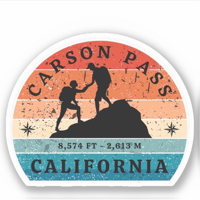 carson pass hiking california trials  sticker (Front)