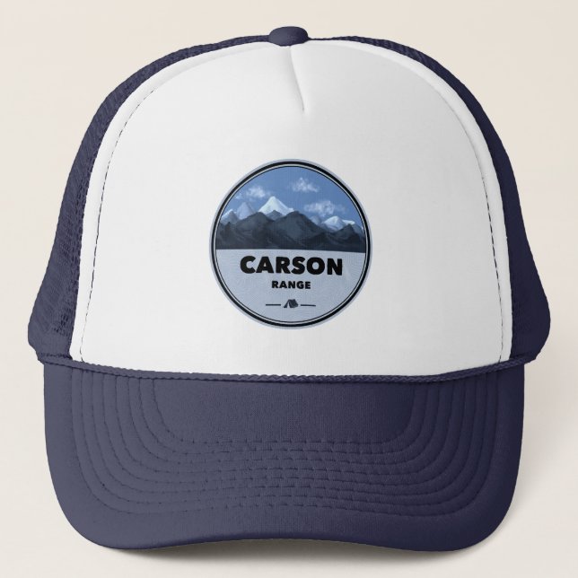 Carson Range California Nevada Camping Trucker Hat (Front)