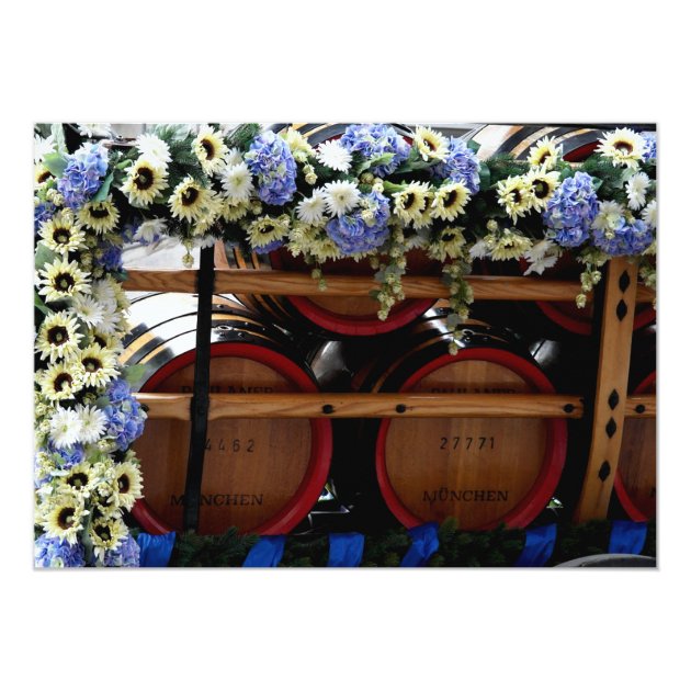 Cart Of Kegs With Flowers Invitation