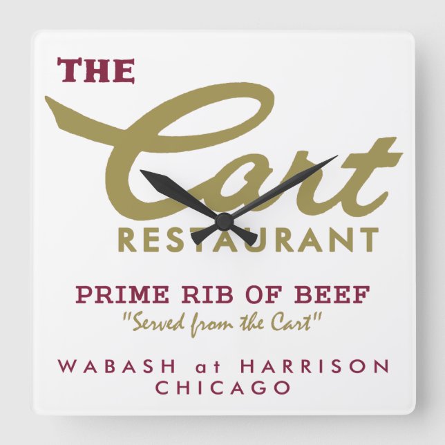 Cart Restaurant, Wabash and Harrison, Chicago, IL Square Wall Clock (Front)