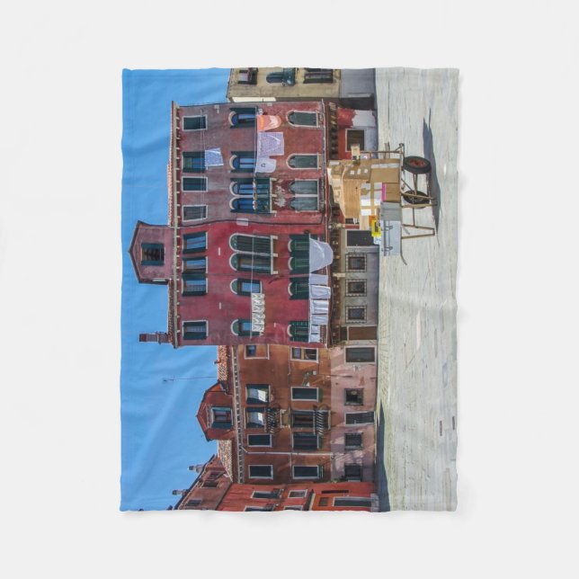 Cart with boxes in Venice Fleece Blanket (Front)