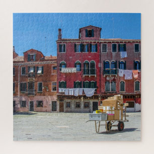 Cart with boxes in Venice Jigsaw Puzzle
