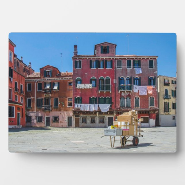 Cart with boxes in Venice Plaque (Front)