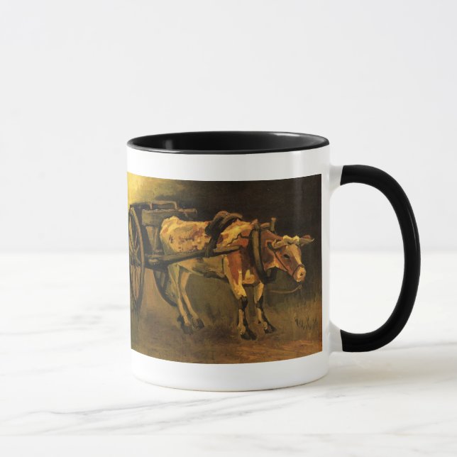 Cart with Red and White Ox by Vincent van Gogh Mug (Right)