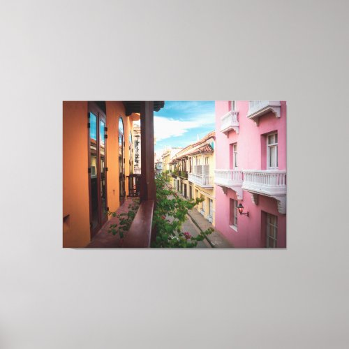 Cartagena Colombia Colorful Houses Canvas Print