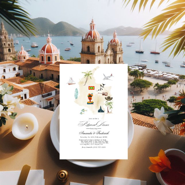 Cartagena Colombia Destination Wedding Rehearsal Invitation (Cartagena Colombia Destination Wedding Rehearsal Invitation)