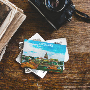 Cartagena Colombia Painting City View Postcard