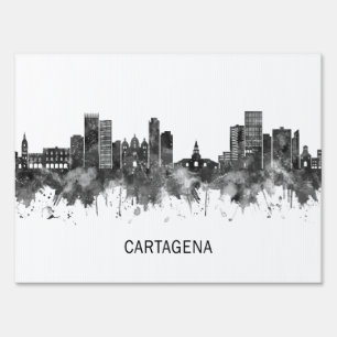 Cartagena Colombia Skyline BW Sign