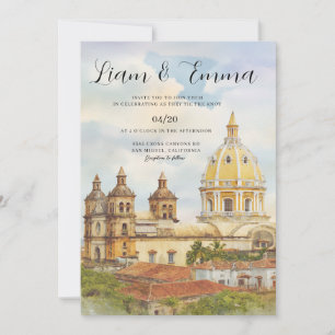 Cartagena Colombia Skyline Wedding Invitation
