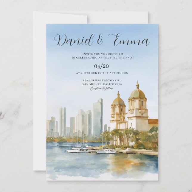 Cartagena Colombia Skyline Wedding Invitation (Front)