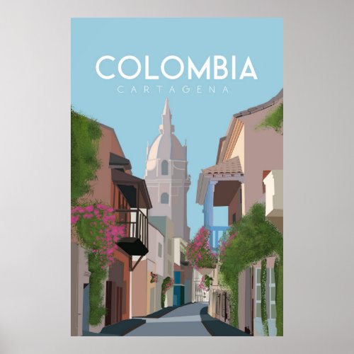 Cartajena colombia travel city poster