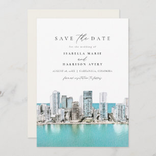 CARTANEGA Colombia Watercolor Save the Date Invitation