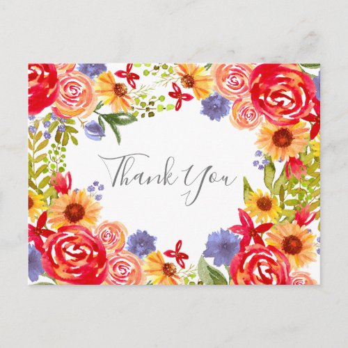 Carto floral WildflowersThank you Postcard