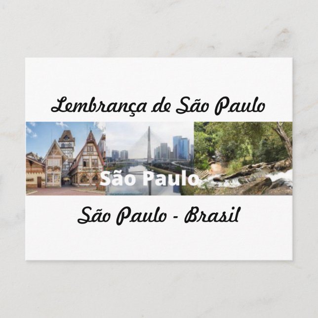Cartão Postal lembrança de São Paulo Brasil Postcard (Front)