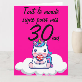 Carte anniversaire 30 ans grand format licorne xxl card