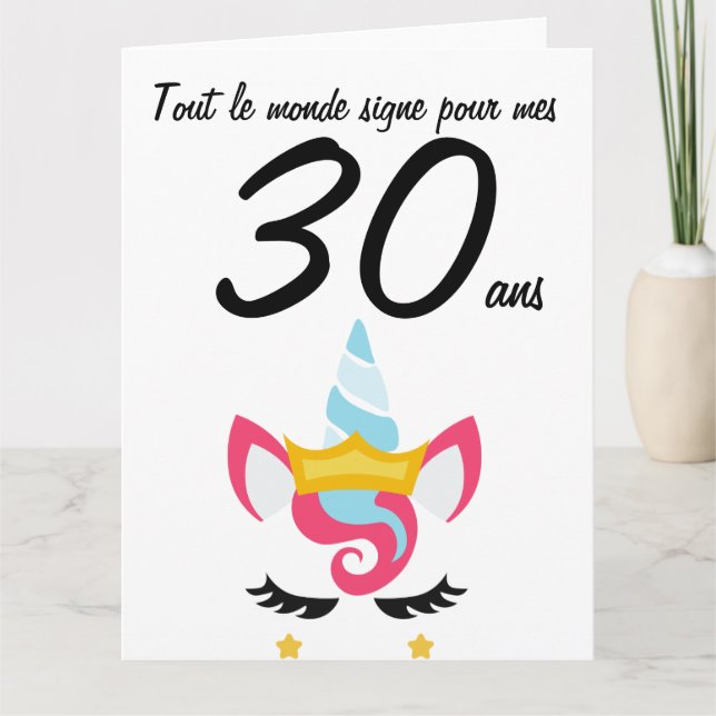 Carte anniversaire 30 ans grand format licorne xxl card (Front)