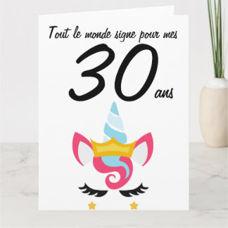 Carte anniversaire 30 ans grand format licorne xxl card