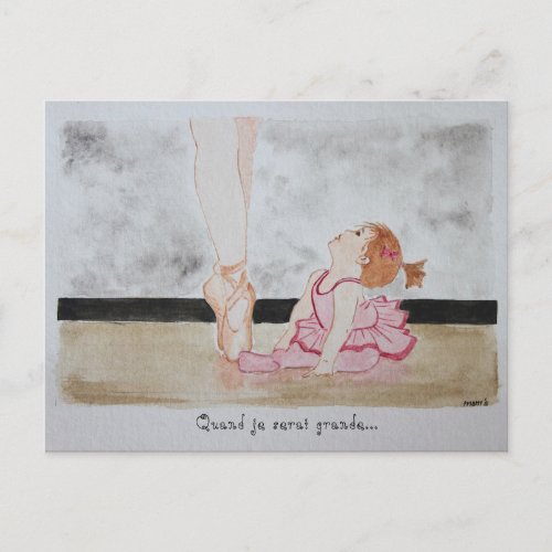 carte aquarelle danseuse bb rve petite fille postcard