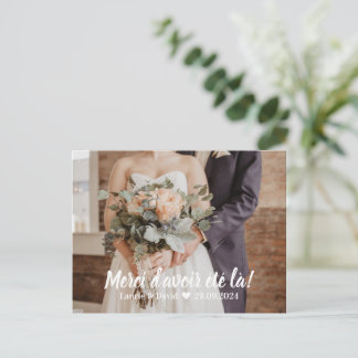 Carte De Remerciements Mariage - Photo et Merci Postcard