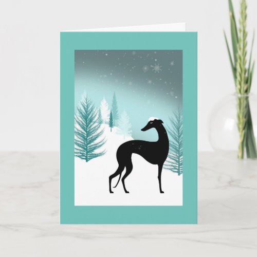 Carte de vœux Greyhound sous la neige Holiday Card