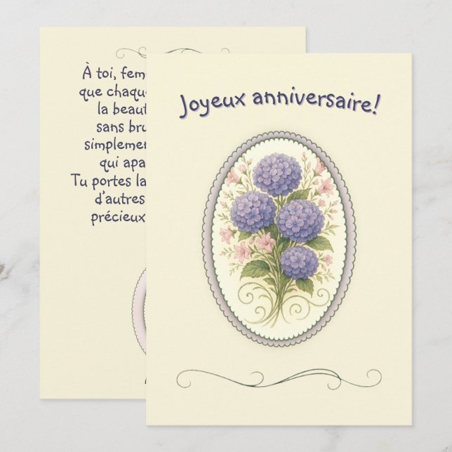 Carte de voeux simple pour femme boho hydrangé card (Front/Back)