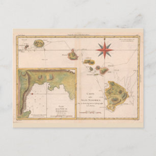 'Carte des Isles Sandwich', vintage Hawaii map Postcard