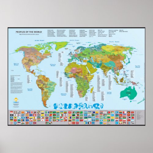 Carte des peuples du monde poster