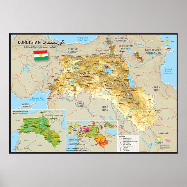 Carte du Kurdistan Poster (Front)
