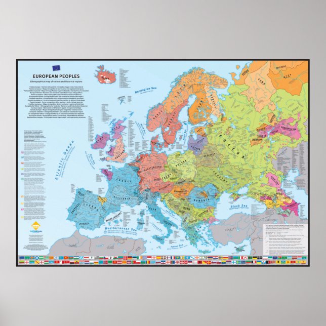 Carte ethnographique des peuples d'Europe Poster (Front)