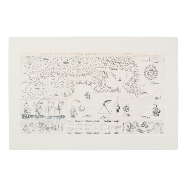 Carte Française Canada (Québec) par Champlain 1612 Metal Print (Front)