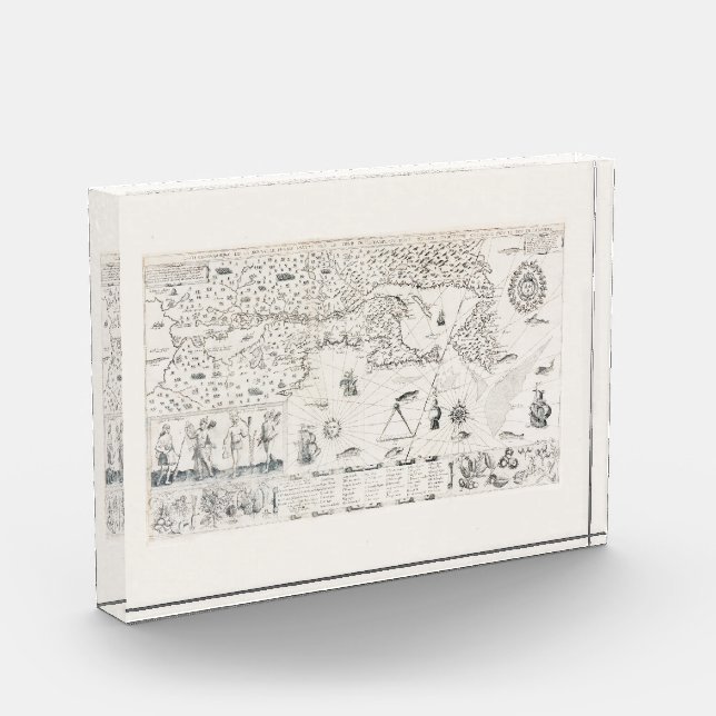 Carte Française Canada (Québec) par Champlain 1612 Photo Block (Left)