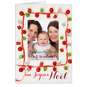 Carte Joyeux Noel Guirlande ajouter votre photo Cards