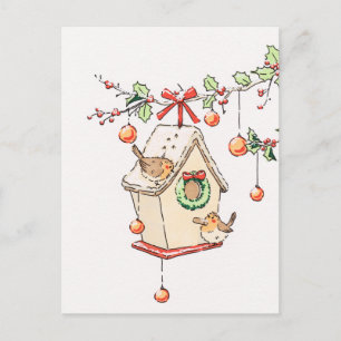 Carte Noël rouge-gorge neige, Robin Christmas card