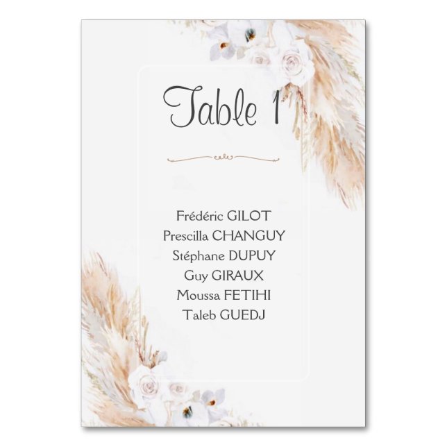 Carte plan de table number (Front)