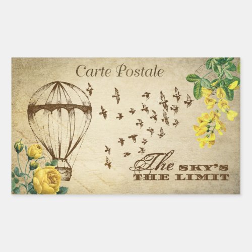 Carte Postal Vintage Hot Air Balloon Scrapbook Rectangular Sticker