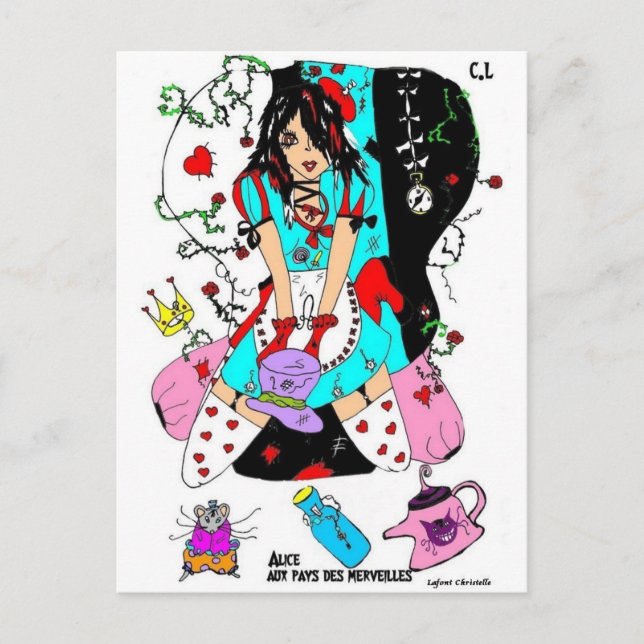 carte postale alice aux pays des merveilles postcard (Front)