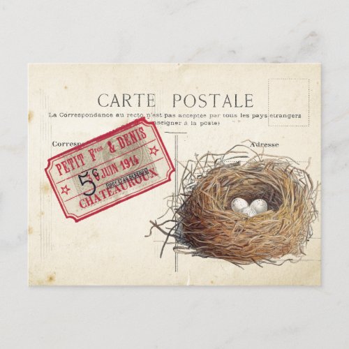 Carte Postale Bird Set 4 of 4 Birds Nest Ticket Postcard