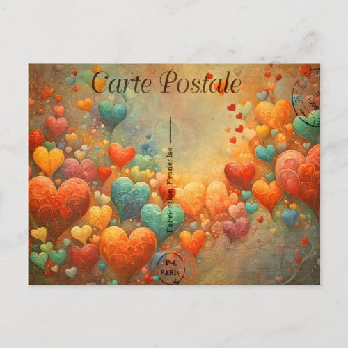 Carte Postale colorful hearts 9 Postcard
