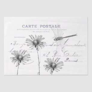 Carte Postale French Flower Dragonfly Decoupage Tissue Paper