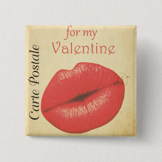 Carte Postale Valentine Kiss Button (Front)