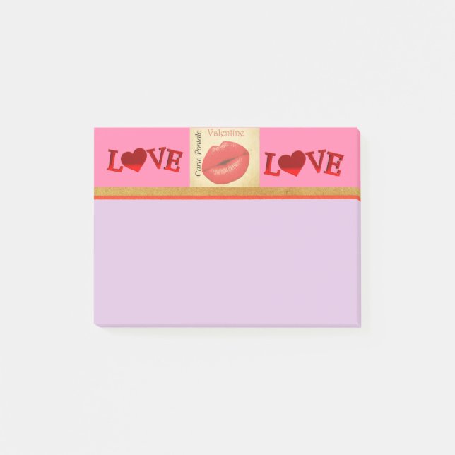 Carte Postale Valentine Kiss Notes (Front)