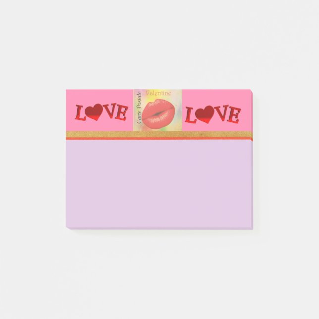 Carte Postale Valentine Kiss Notes (Front)