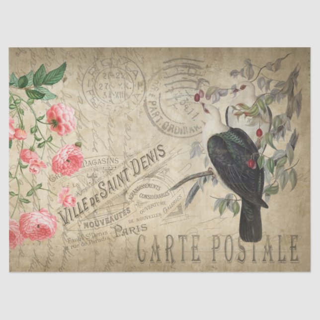 carte postale vintage decoupage tissue paper (Front)