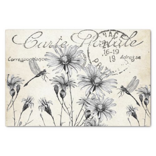 Carte Postale Wildflower Dragonfly Decoupage Craft Tissue Paper