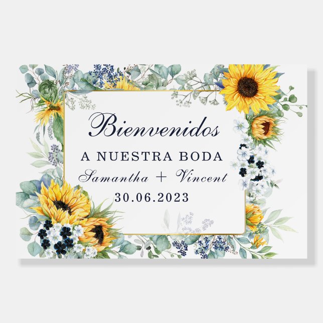 Cartel de bienvenida personalizado azul marino foam board (Front)