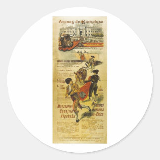 Cartel Toros Barcelona - Bullfighting Matador Classic Round Sticker