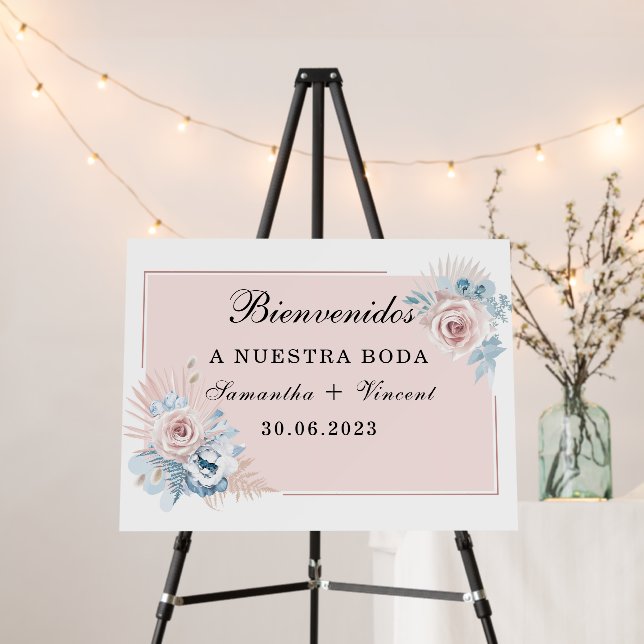Carteles de Bienvenida en Azul a nuestra Boda Foam Board (In Situ (Stand))