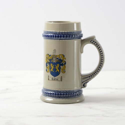 CARTER FAMILY CREST _  CARTER COAT OF ARMS BEER STEIN