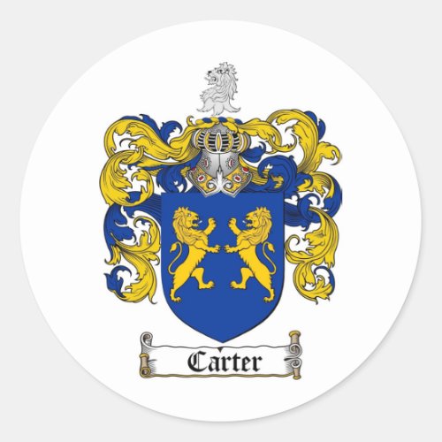 CARTER FAMILY CREST _  CARTER COAT OF ARMS CLASSIC ROUND STICKER