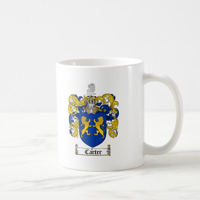 CARTER FAMILY CREST -  CARTER COAT OF ARMS COFFEE MUG (Right)